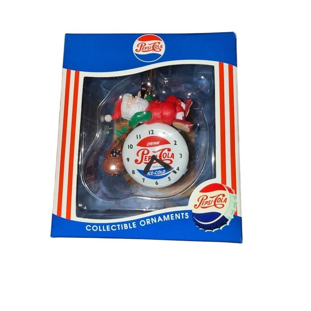 Vintage Pepsi-Cola Santa Bottle Cap Christmas Ornament Collectible w/‎ Box 1997